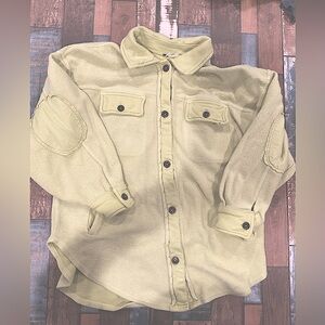 Free people ruby jacket shacket green size medium button up distressed